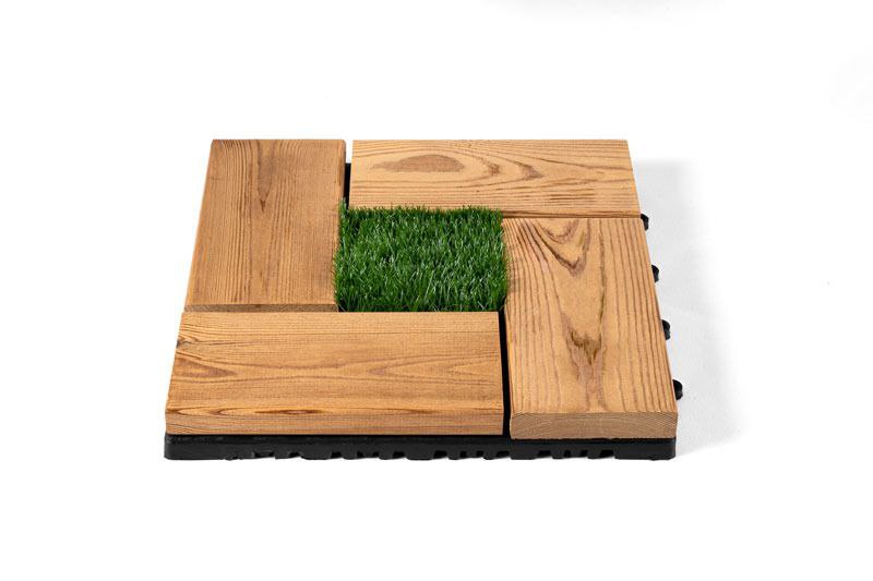 تایل ترکیب ترمووود کاج روسی و چمن 40*40: